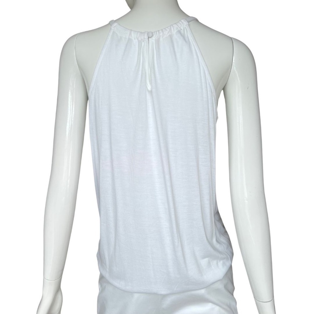 INC International Concepts White Silver Sequin Trim Relaxed Fit Tank Top Size S - Picture 2 of 5